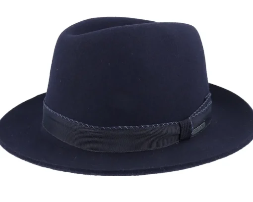 Fedora-Stetson Player Woolfelt Navy Fedora -