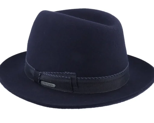 Fedora-Stetson Player Woolfelt Navy Fedora -