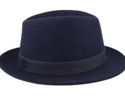 Fedora-Stetson Player Woolfelt Navy Fedora -