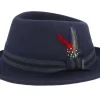 Trilby Hats-Stetson Player Woolfelt Navy/Gunmetal Trilby -