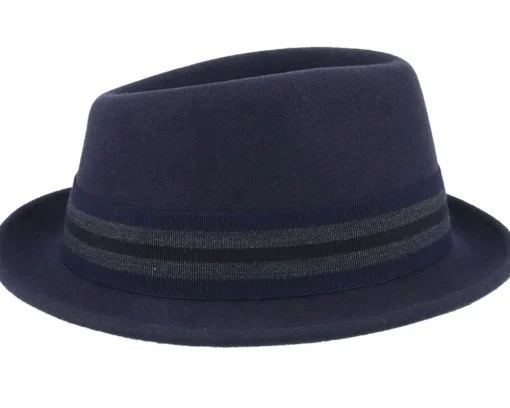 Trilby Hats-Stetson Player Woolfelt Navy/Gunmetal Trilby -