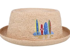 Pork Pie Hats-Stetson Pork Pie Raffia Straw Hat -