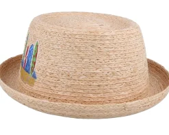 Pork Pie Hats-Stetson Pork Pie Raffia Straw Hat -