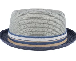 Pork Pie Hats | Straw Hat-Stetson Pork Pie Toyo Olive/Navy Straw Hat -