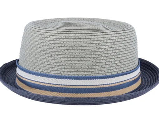 Pork Pie Hats | Straw Hat-Stetson Pork Pie Toyo Olive/Navy Straw Hat -