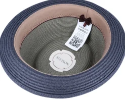 Pork Pie Hats | Straw Hat-Stetson Pork Pie Toyo Olive/Navy Straw Hat -