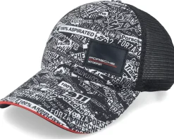 Motor-Porsche Motorsport Quoted All Over Print Black Trucker -