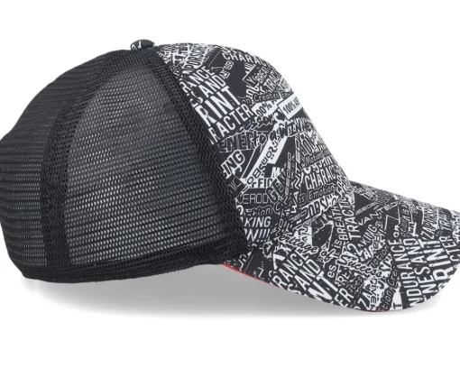 Motor-Porsche Motorsport Quoted All Over Print Black Trucker -