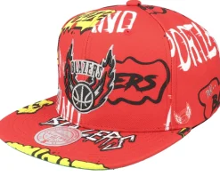 Sale Mitchell & Ness Portland Trail Blazers Sticker Pack Snapback - Red