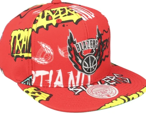 Sale Mitchell & Ness Portland Trail Blazers Sticker Pack Snapback - Red