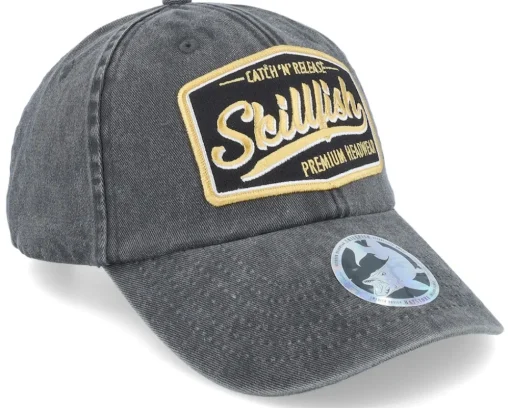 Online Skillfish Premium Fishing Vintage Washed Black Dad Cap -