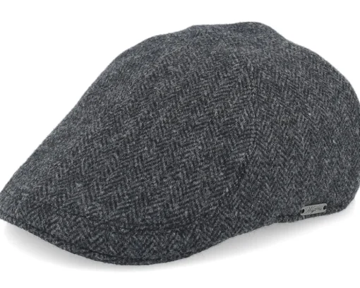 Fashion Wigéns Pub Cap Dark Grey Flat Cap - Black