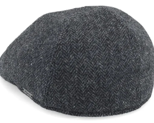 Fashion Wigéns Pub Cap Dark Grey Flat Cap - Black