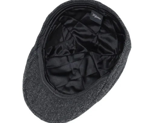 Fashion Wigéns Pub Cap Dark Grey Flat Cap - Black