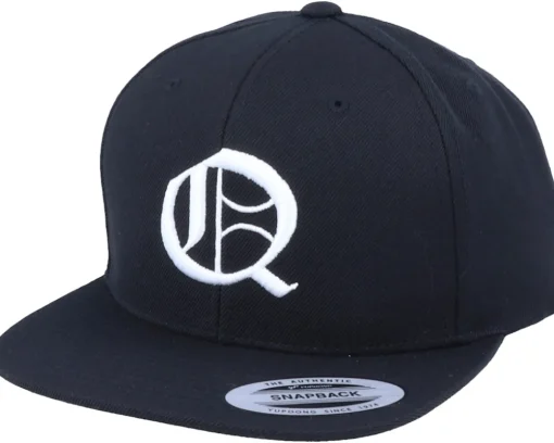 Snapback-Iconic Q Letter 3D Black Snapback -