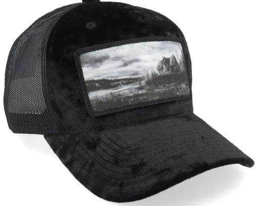 Trucker-Scenes Quiet Place Velvet Black/Black A-frame Trucker -