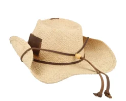 Straw Hat-Stetson Raffia Beige Western Straw Hat -