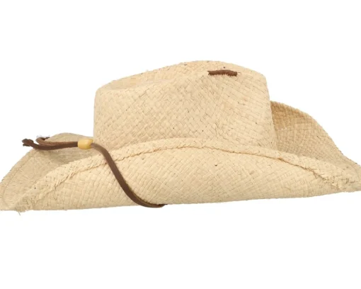 Straw Hat-Stetson Raffia Beige Western Straw Hat -