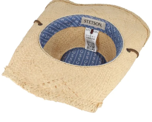 Straw Hat-Stetson Raffia Beige Western Straw Hat -