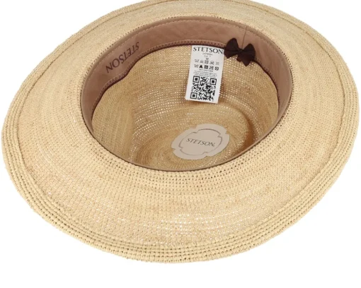 Straw Hat-Stetson Raffia Crochet Beige Traveller Straw Hat -