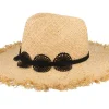 Fashion Seeberger Raffia With Lace Trimmi Natural/Black Straw Fedora -