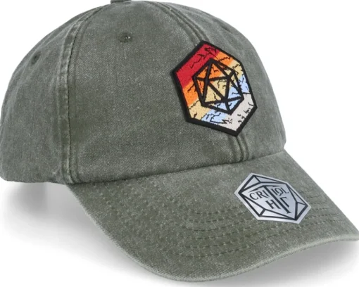Outlet Critiql Hit Rainbow Hex D20 Patch Vintage Denim Olive Dad Cap