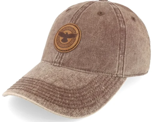 Discount Vikings Raven Viking 436 Waxed Cotton Dark Tan Dad Cap - Beige
