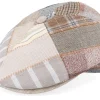 Discount MJM Hats Rebel Linen Beige Patchwork Flat Cap -