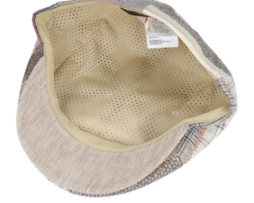 Discount MJM Hats Rebel Linen Beige Patchwork Flat Cap -