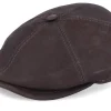 Outlet MJM Hats Rebel Nappa Wax Flat Cap - Brown