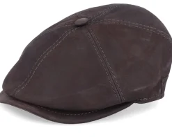 Outlet MJM Hats Rebel Nappa Wax Flat Cap - Brown