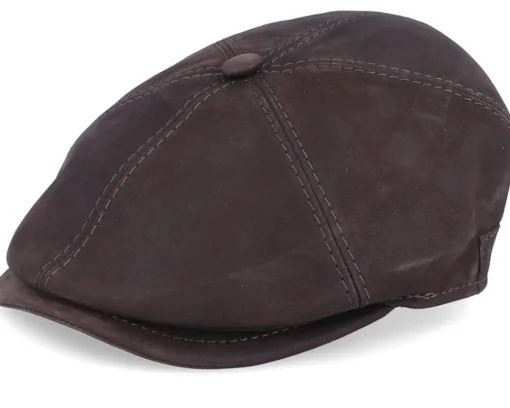 Outlet MJM Hats Rebel Nappa Wax Flat Cap - Brown