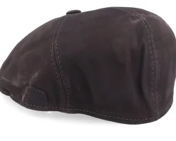 Outlet MJM Hats Rebel Nappa Wax Flat Cap - Brown