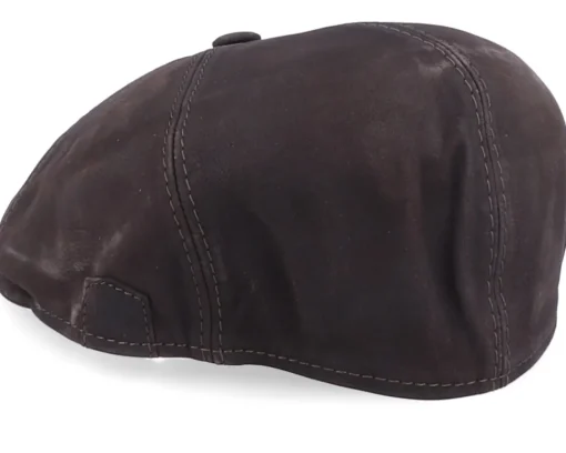 Outlet MJM Hats Rebel Nappa Wax Flat Cap - Brown