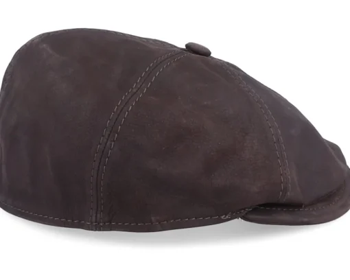 Outlet MJM Hats Rebel Nappa Wax Flat Cap - Brown
