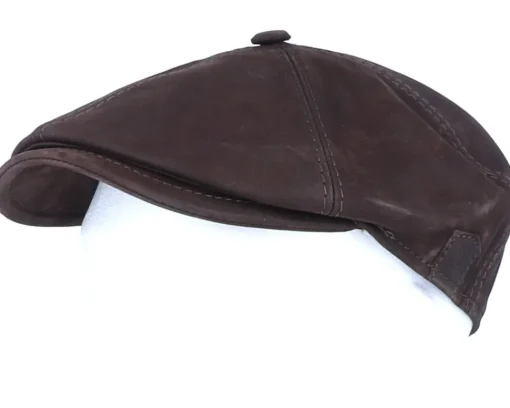 Outlet MJM Hats Rebel Nappa Wax Flat Cap - Brown