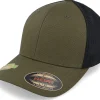 Organic Caps-Flexfit Recycled Mesh Trucker Olive/Black -