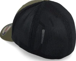 Organic Caps-Flexfit Recycled Mesh Trucker Olive/Black -