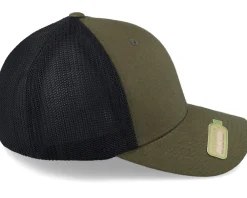 Organic Caps-Flexfit Recycled Mesh Trucker Olive/Black -