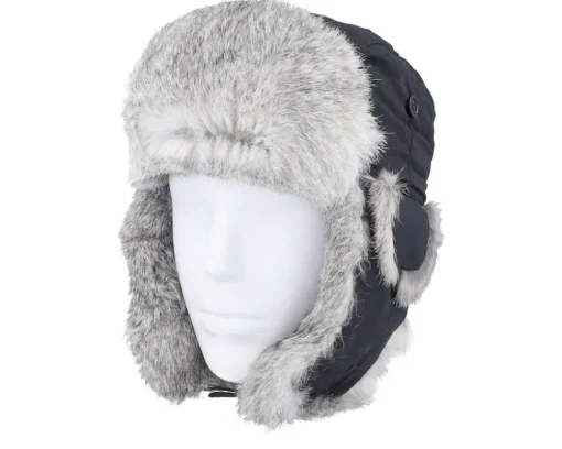 Trapper-MJM Hats Recycled Taslan Black/Grey Melange Trapper -