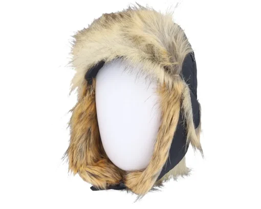 Trapper-MJM Hats Recycled Taslan/Faux Fur /Natural Trapper - Black