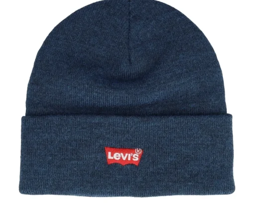 Cuff Beanies-Levi's Red Batwing Embroidered Beanie Navy Cuff - Blue
