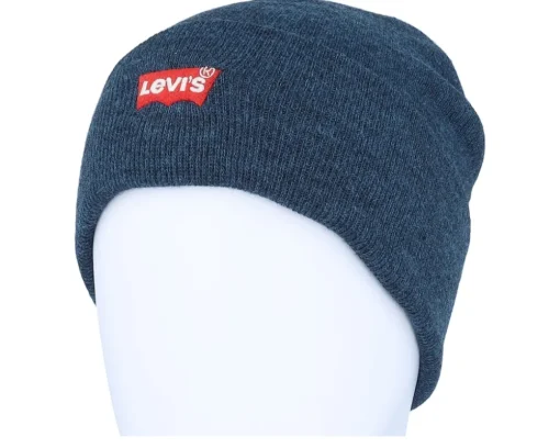 Cuff Beanies-Levi's Red Batwing Embroidered Beanie Navy Cuff - Blue