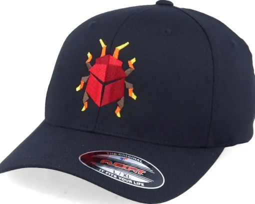 Fashion Origami Red Paper Bug Black Flexfit -