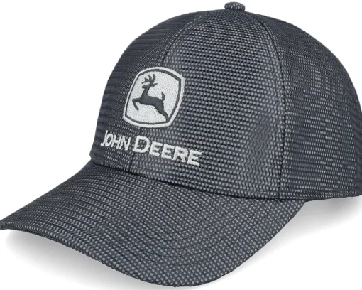 New John Deere Reflective Mesh W/Emb Logo Black Adjustable -