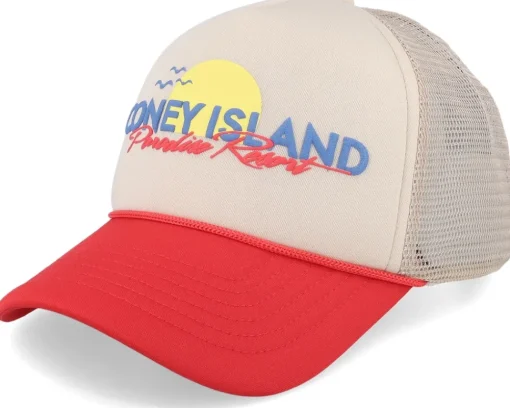 Trucker-Coney Island Picnic Resort Oatmeal/Salsa A-Frame Trucker - Beige