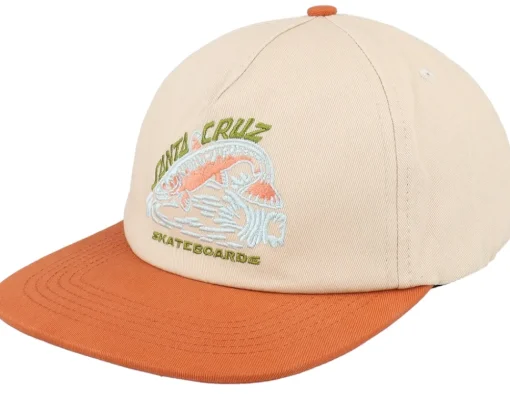 Skate-Santa Cruz Retreat Cap Unbleached Beige/Orange Snapback -