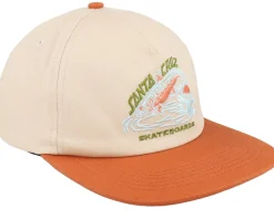 Skate-Santa Cruz Retreat Cap Unbleached Beige/Orange Snapback -