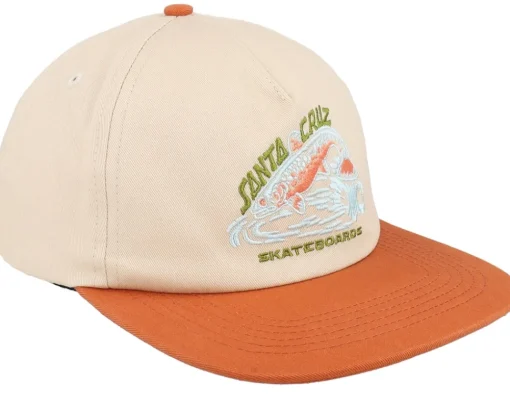 Skate-Santa Cruz Retreat Cap Unbleached Beige/Orange Snapback -