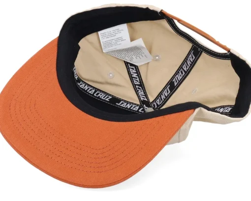 Skate-Santa Cruz Retreat Cap Unbleached Beige/Orange Snapback -